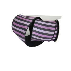 Purple & Black Stripe 4" x 10 yds Wire Edge Ribbon d.stevens Halloween Wreaths